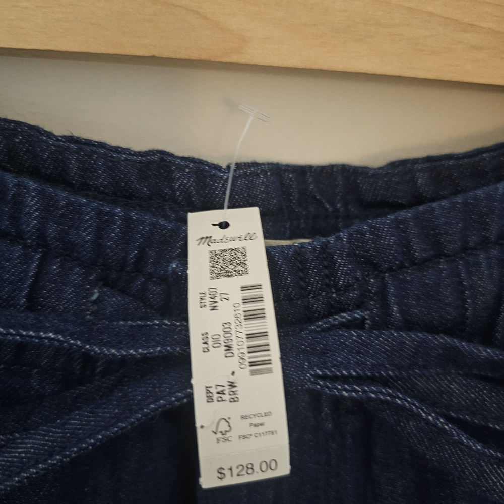 Madewell Wide Leg Chambray Pants NWT Size 27 Tie Waist Lightweight - Picture 2 of 5